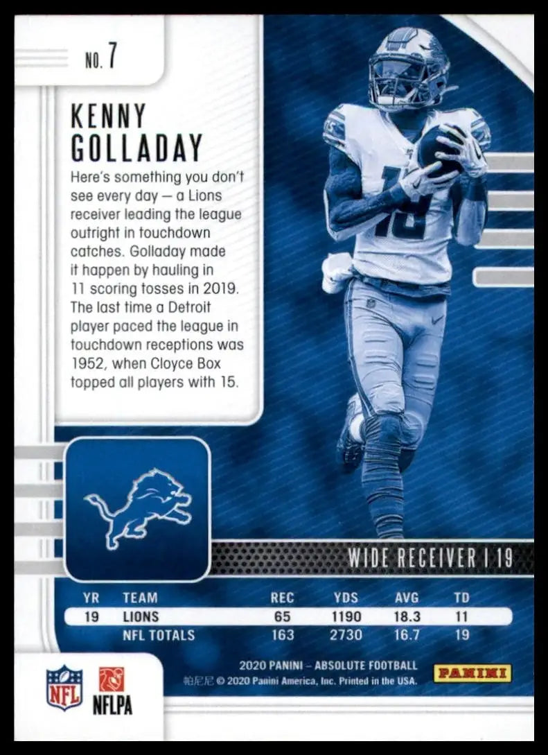 2020 Panini Absolute Green Kenny Golladay #7 Detroit Lions Football Card NFL - Football Card Single