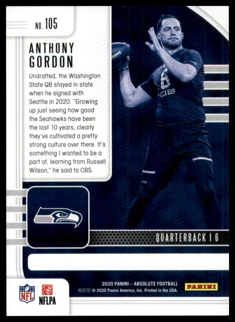 2020 Panini Absolute Green Rookie Anthony Gordon #105 Seattle Seahawks Football - Football Card Single