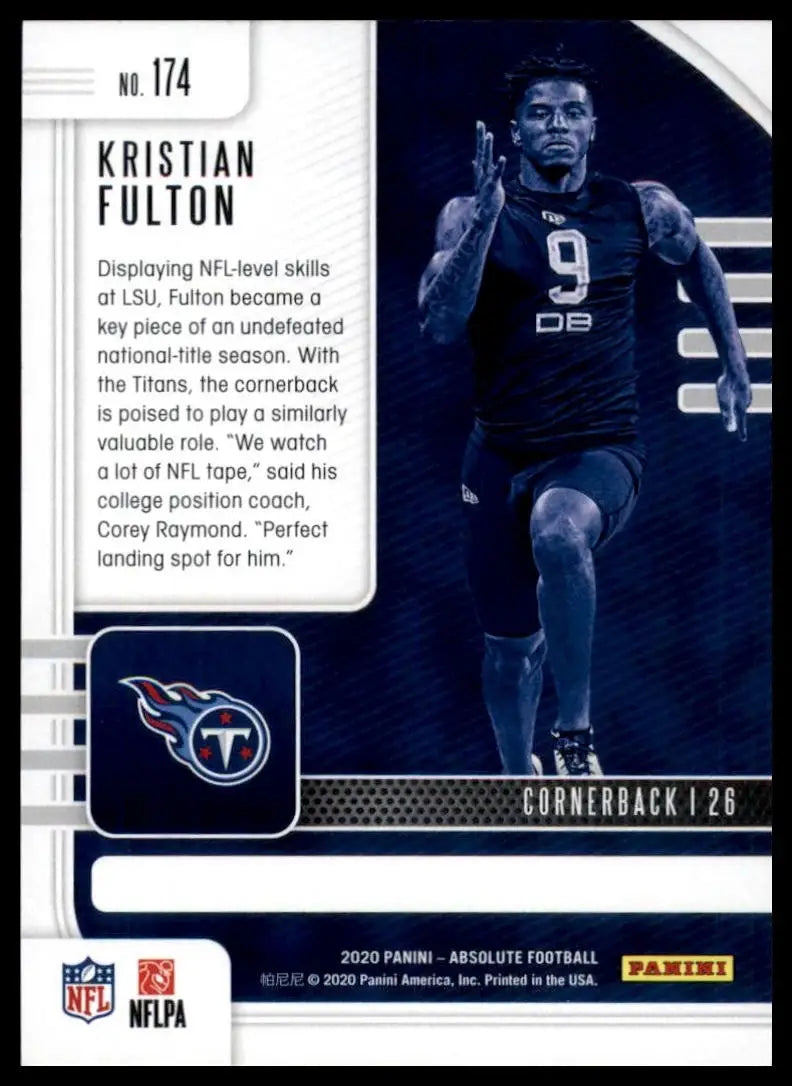 2020 Panini Absolute Green Rookie Kristian Fulton #174 Tennessee Titans Football - Football Card Single