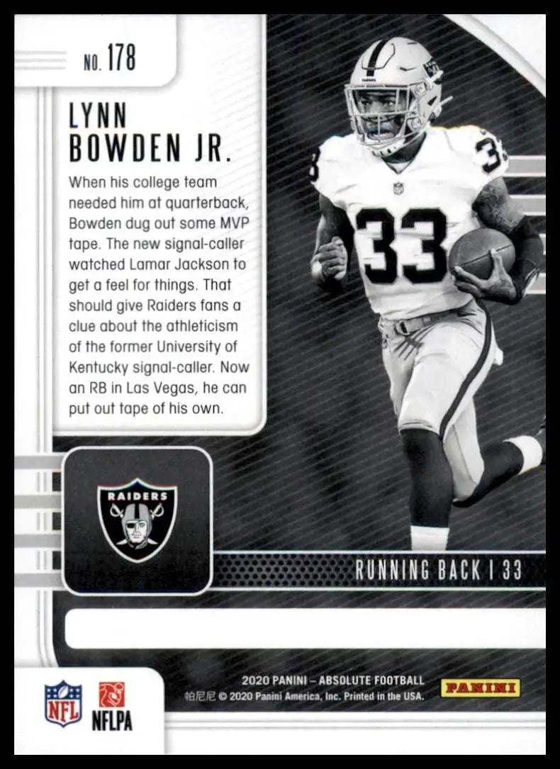 2020 Panini Absolute Green Rookie Lynn Bowden Jr #178 Las Vegas Raiders Football - Football Card Single
