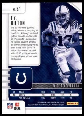 2020 Panini Absolute - Green T.Y. Hilton 37 Indianapolis Colts