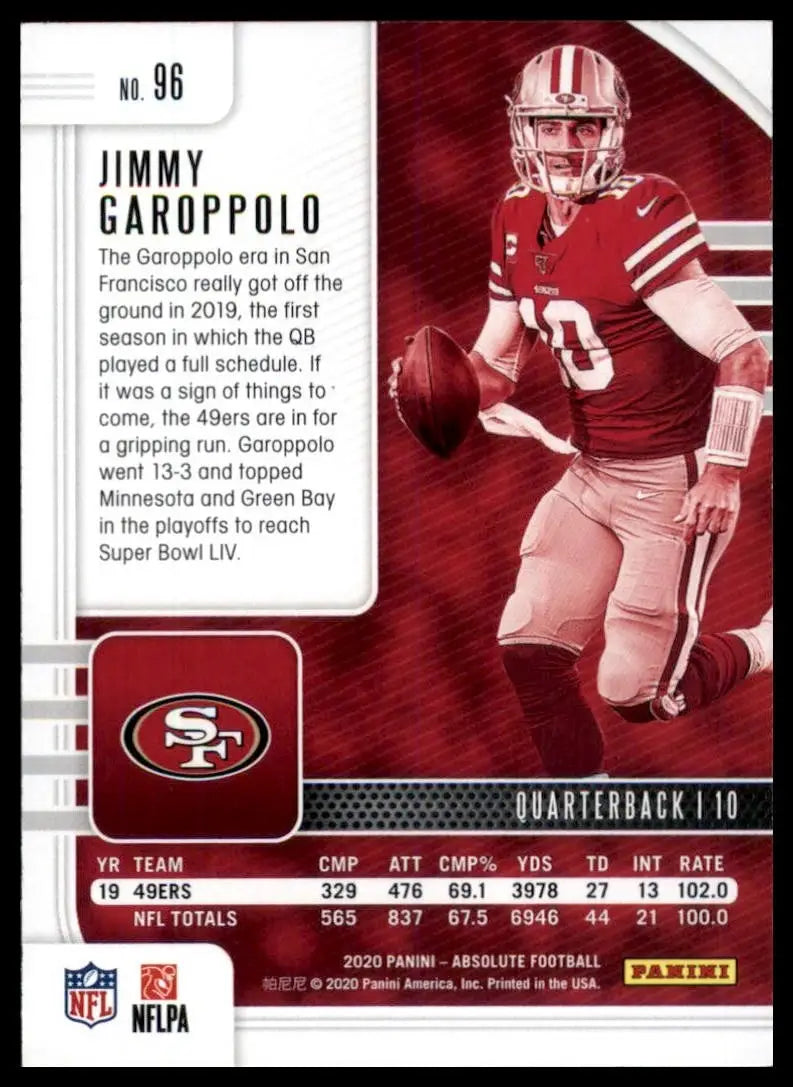 2020 Panini Absolute Jimmy Garoppolo #96 San Francisco 49ers Football Card NFL - Football Card Single