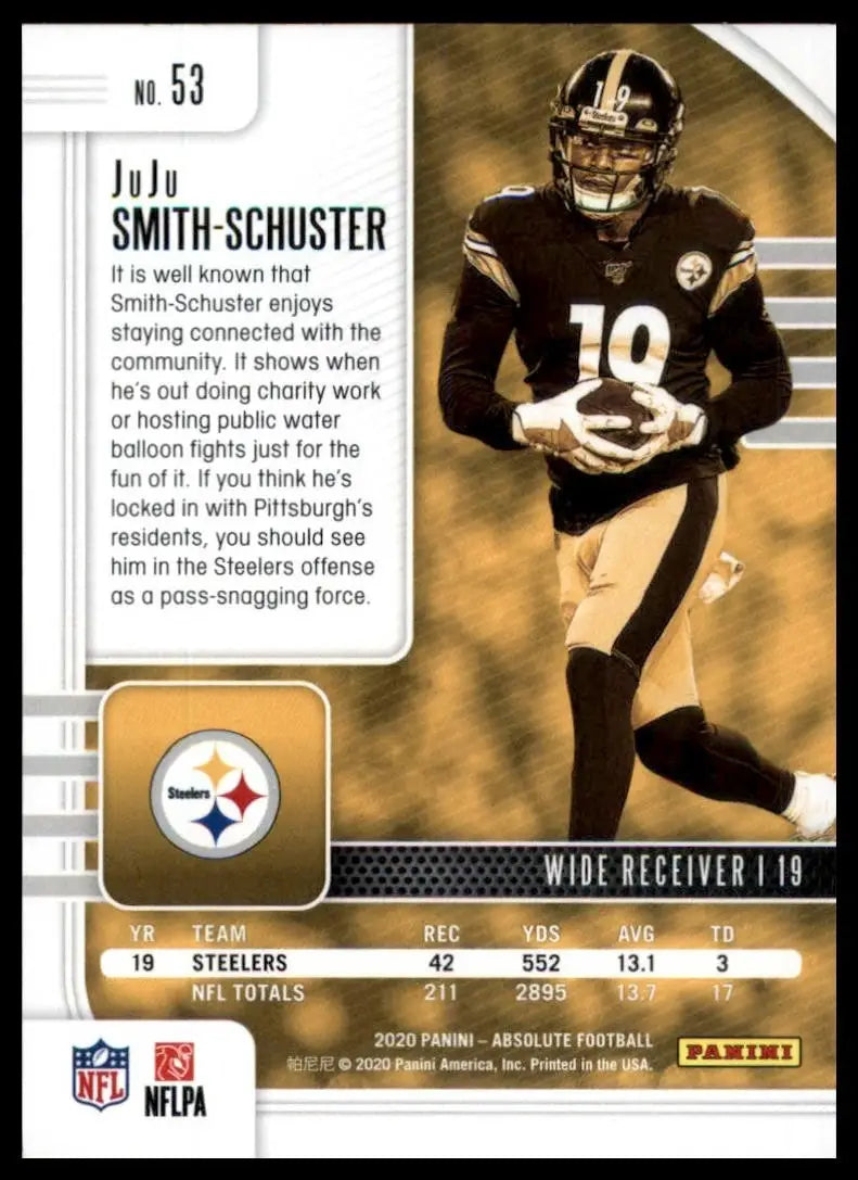 2020 Panini Absolute JuJu Smith Schuster #53 Pittsburgh Steelers Football Card - Football Card Single