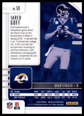 2020 Panini Absolute - Retail Jared Goff 59 Los Angeles Rams