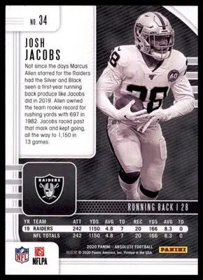 2020 Panini Absolute - Retail Josh Jacobs 34 Las Vegas Raiders