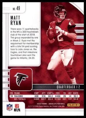 2020 Panini Absolute - Retail Matt Ryan 49 Atlanta Falcons