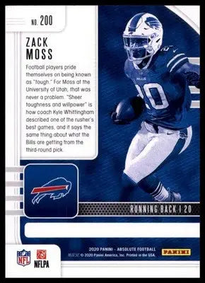 2020 Panini Absolute - Retail Zack Moss RC 200 Buffalo Bills