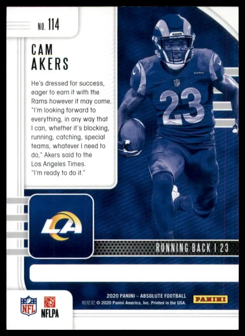 2020 Panini Absolute Rookie Cam Akers #114 Los Angeles Rams Football Card NFL - Football Card Single