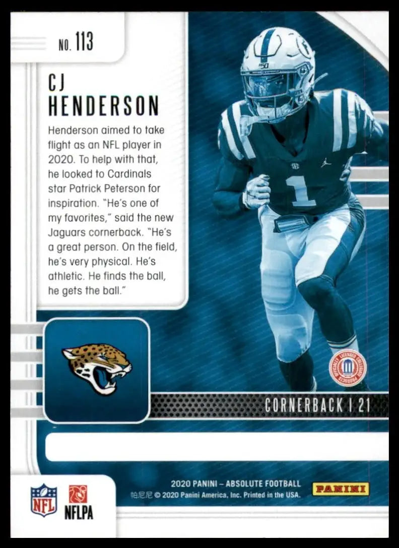 2020 Panini Absolute Rookie CJ Henderson #113 Jacksonville Jaguars Football Card - Football Card Single