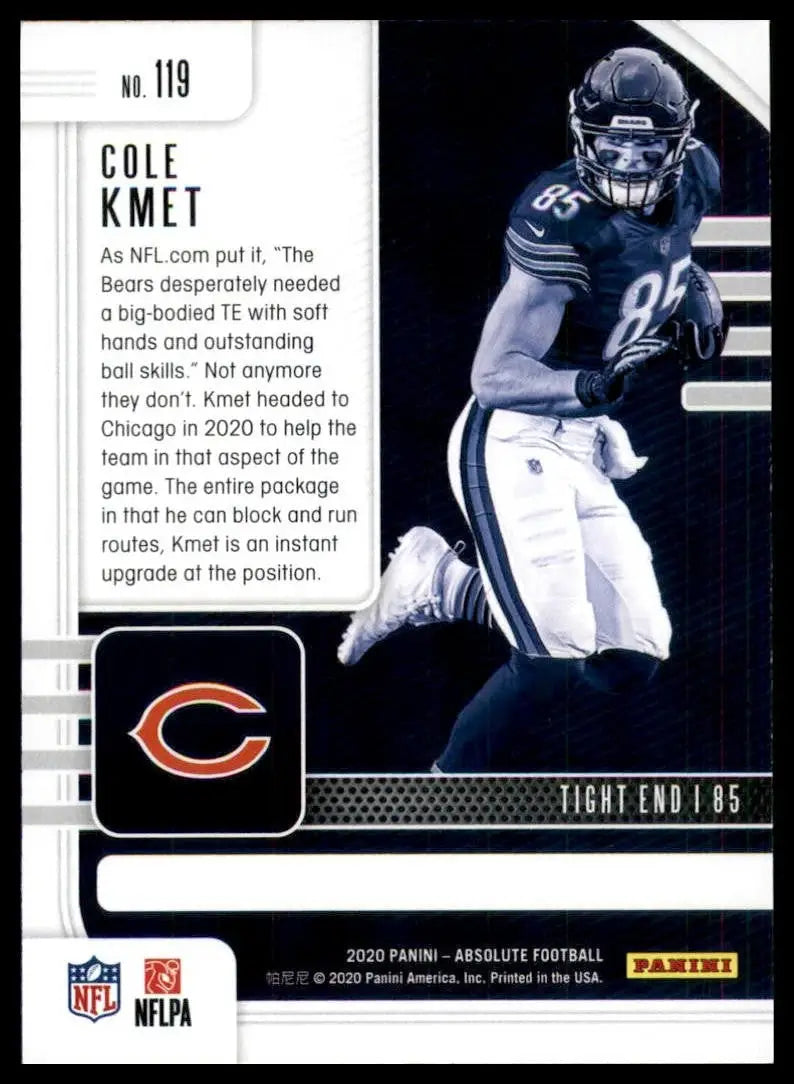 2020 Panini Absolute Rookie Cole Kmet #119 Chicago Bears Football Card NFL - Football Card Single