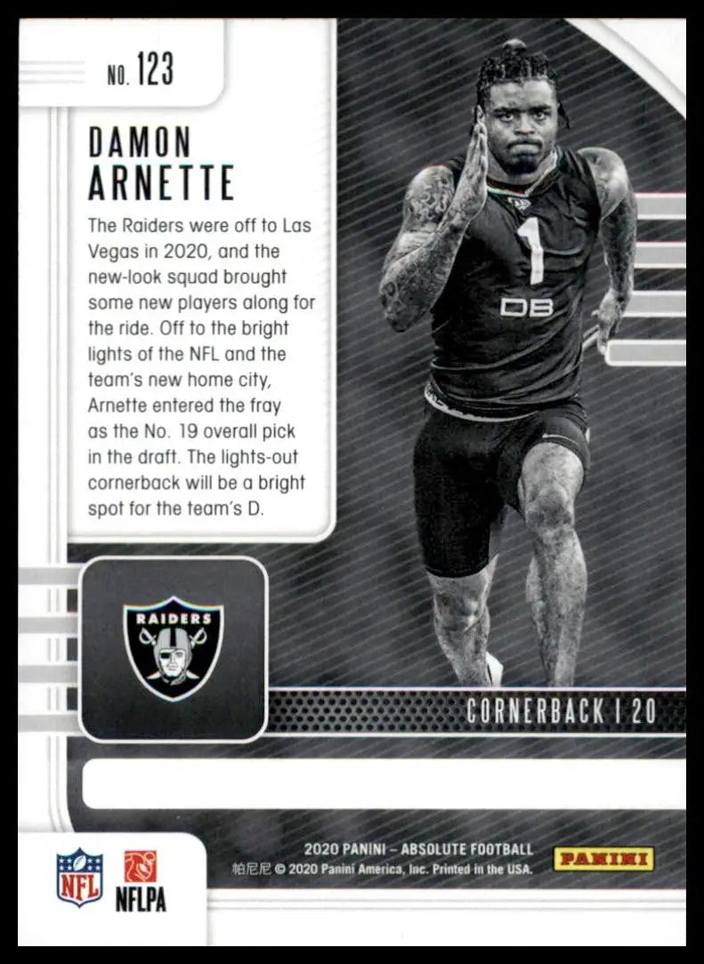 2020 Panini Absolute Rookie Damon Arnette #123 Las Vegas Raiders Football Card - Football Card Single