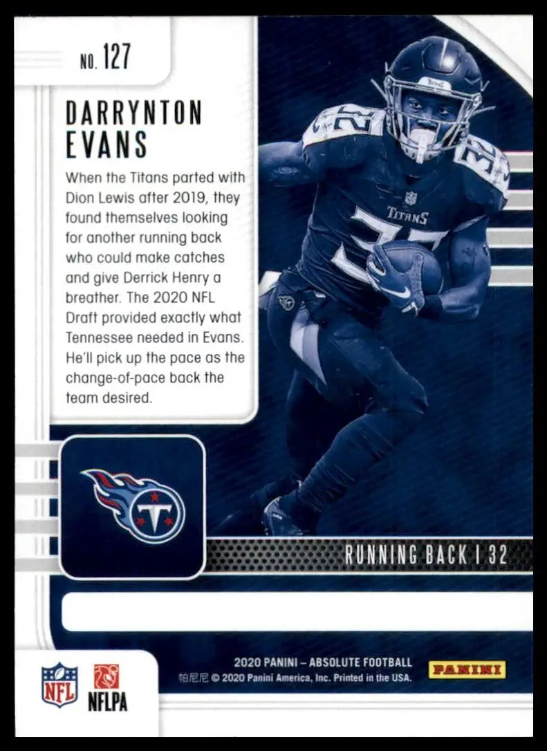 2020 Panini Absolute Rookie Darrynton Evans #127 Tennessee Titans Football Card - Football Card Single