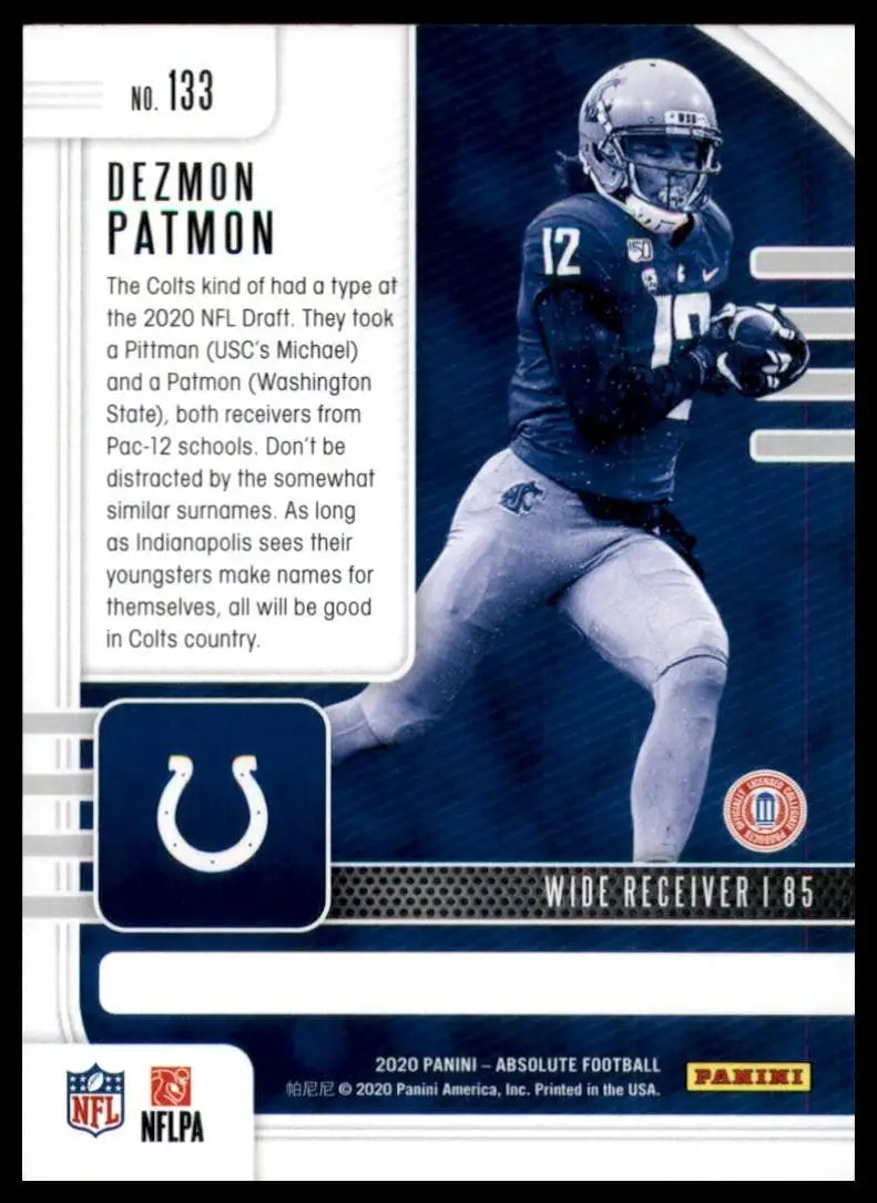 2020 Panini Absolute Rookie Dezmon Patmon #133 Indianapolis Colts Football Card - Football Card Single
