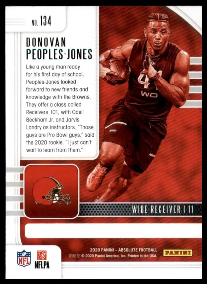 2020 Panini Absolute Rookie Donovan Peoples Jones #134 Cleveland Browns Football - Football Card Single