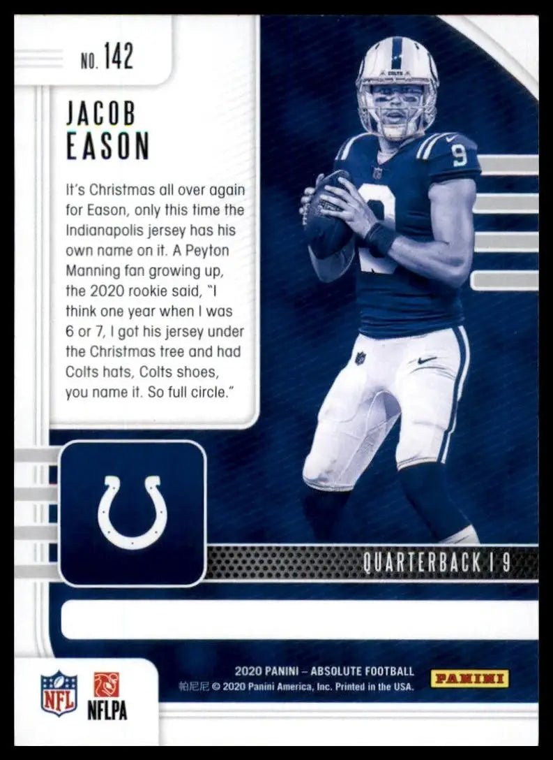 2020 Panini Absolute Rookie Jacob Eason #142 Rookie Indianapolis Colts Football - Football Card Single