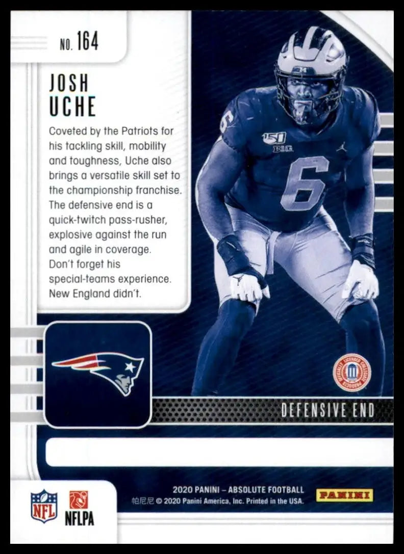 2020 Panini Absolute Rookie Josh Uche #164 New England Patriots Football Card NF - Football Card Single