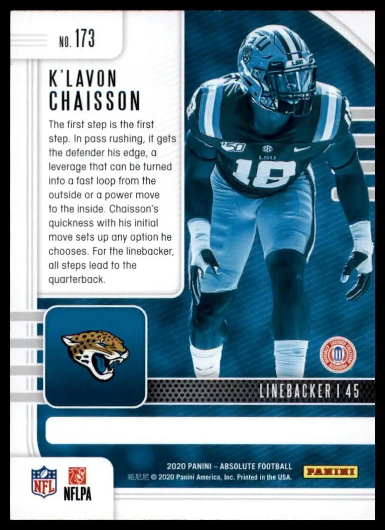 2020 Panini Absolute Rookie KLavon Chaisson #173 Jacksonville Jaguars Football - Football Card Single