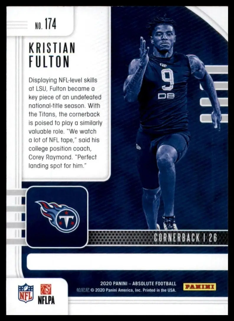2020 Panini Absolute Rookie Kristian Fulton #174 Tennessee Titans Football Card - Football Card Single