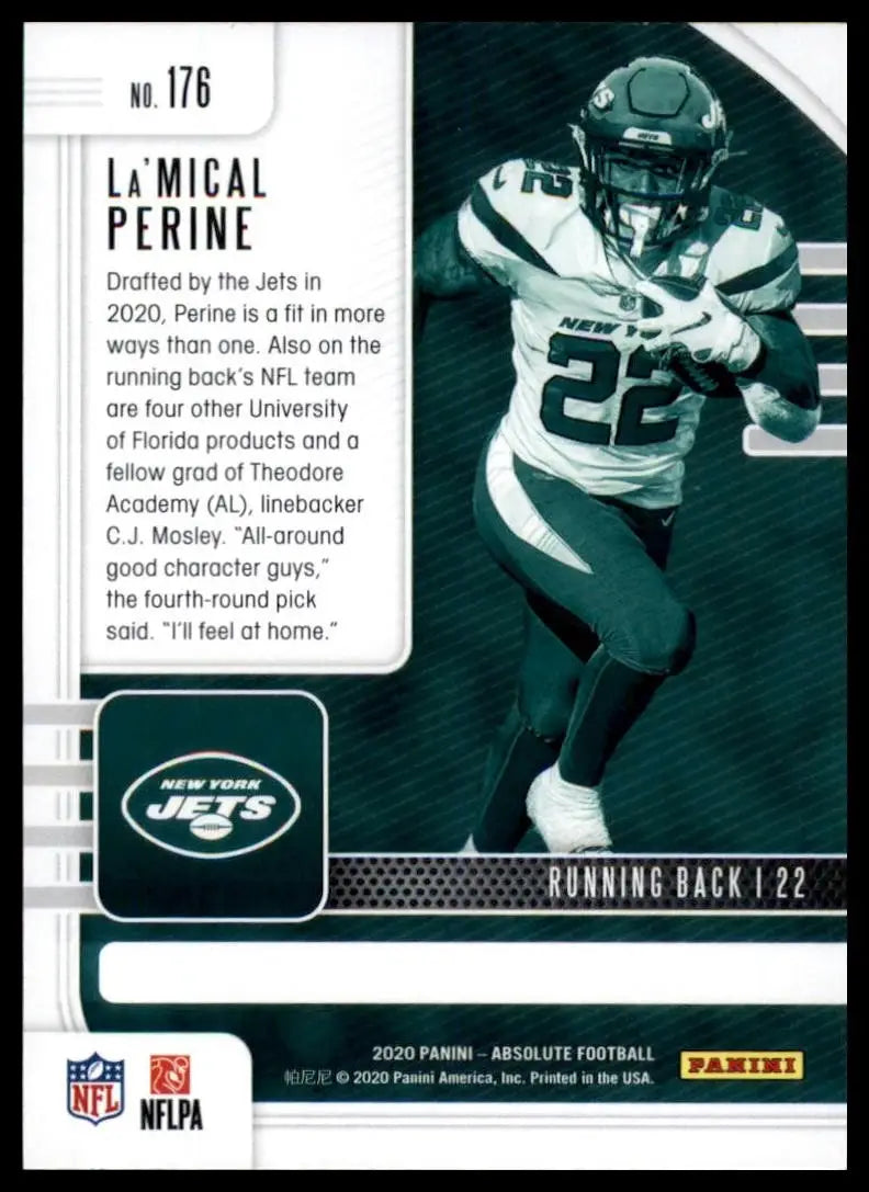2020 Panini Absolute Rookie LaMical Perine #176 New York Jets Football Card NFL - Football Card Single
