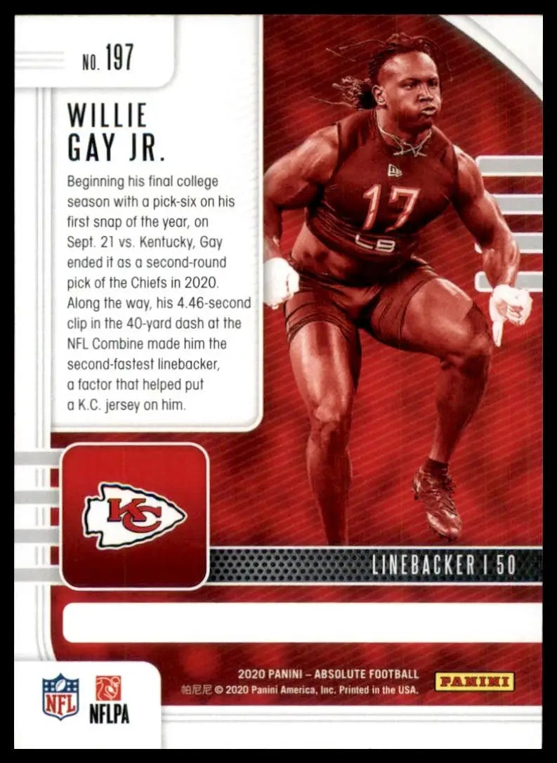 2020 Panini Absolute Rookie Willie Gay Jr #197 Kansas City Chiefs Football Card
