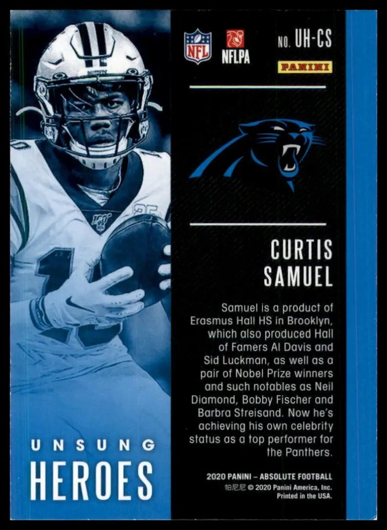 2020 Panini Absolute Unsung Heroes Curtis Samuel #UH-CS Carolina Panthers Card - Football Card Single