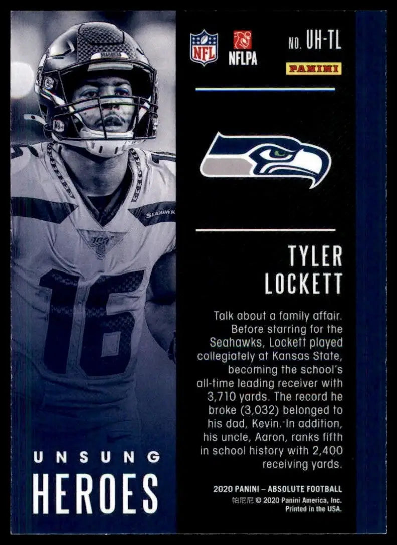 2020 Panini Absolute Unsung Heroes Tyler Lockett #UH-TL Seattle Seahawks Card