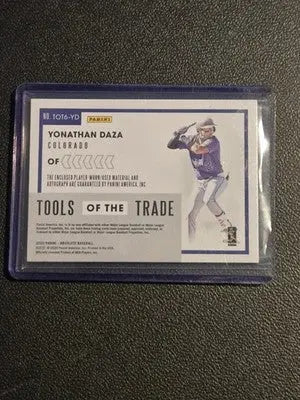 2020 Panini Absolute Yonathan Daza Tools of the Trade 6 Swatch Signatures #/199 - Baseball Card Single