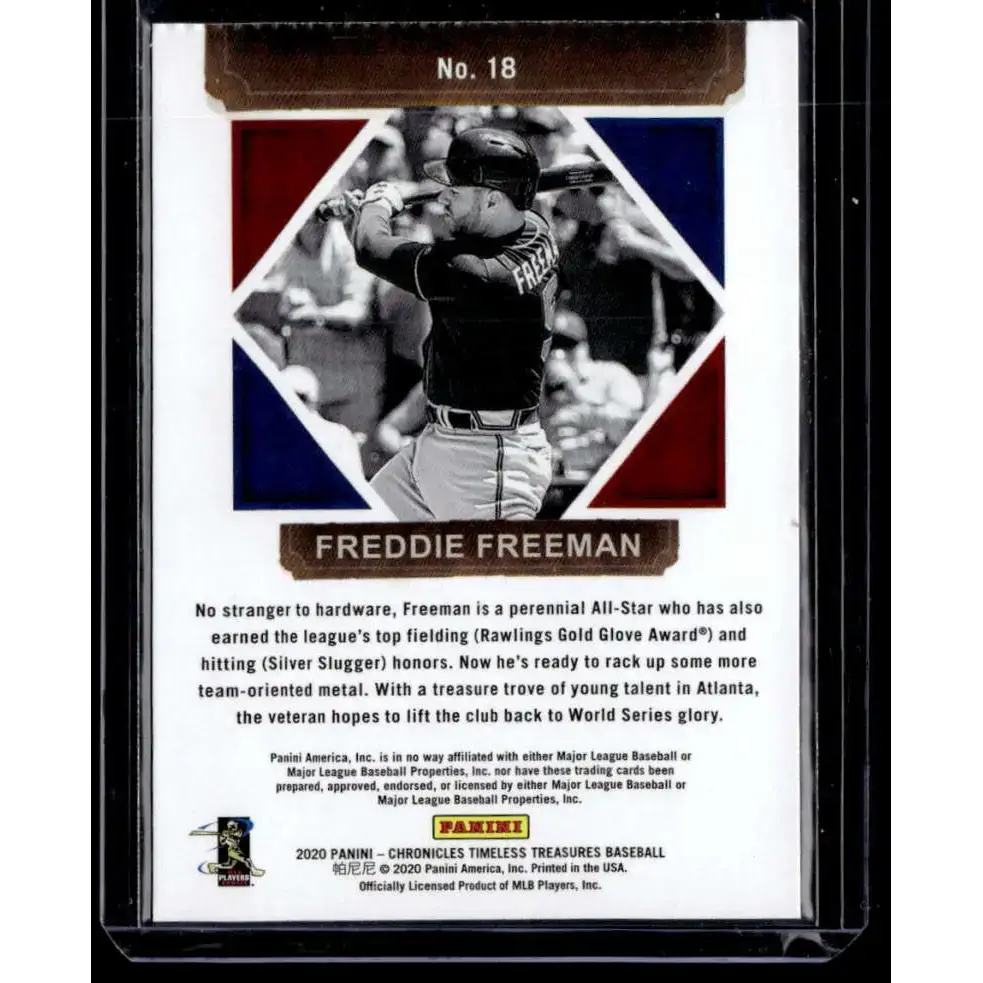 2020 Panini Chronicles #18 Freddie Freeman Timeless Treasures NM-MT - Baseball Card Single