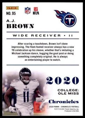 2020 Panini Chronicles A.J. Brown 95 Tennessee Titans - Football Card Single