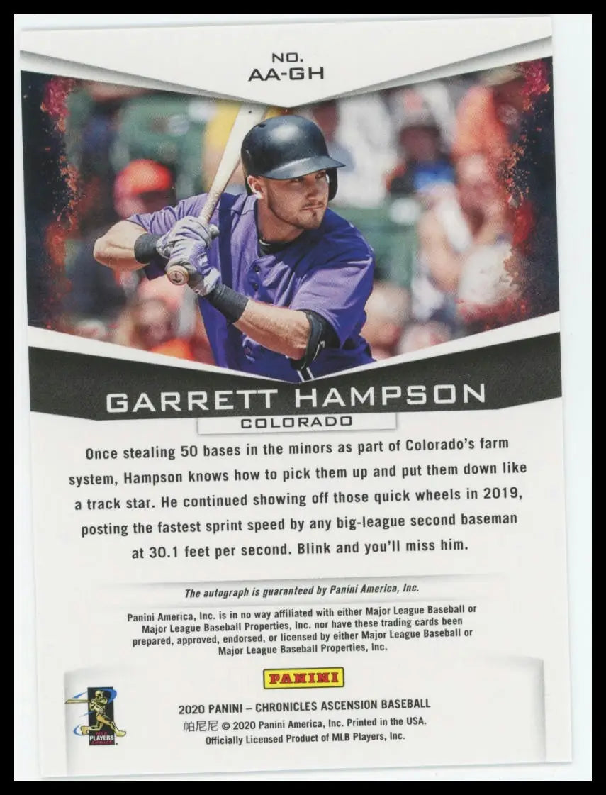 2020 Panini Chronicles - Ascension Autographs Garrett Hampson AA-GH Rockies NM - Baseball Card Single