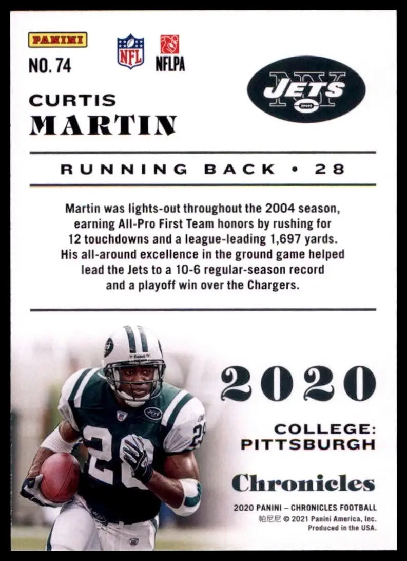 2020 Panini Chronicles - Curtis Martin #74 - Football Card Single