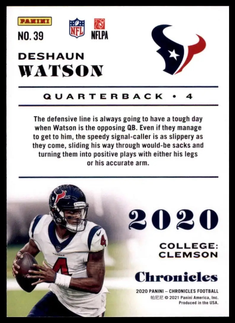 2020 Panini Chronicles - Deshaun Watson #39 - Football Card Single