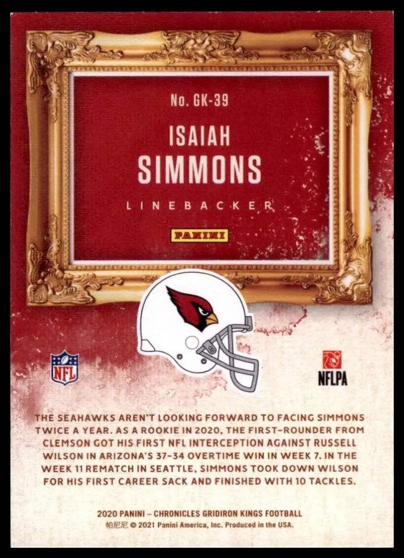 2020 Panini Chronicles - Gridiron Kings Isaiah Simmons #GK-39 (RC) - Football Card Single