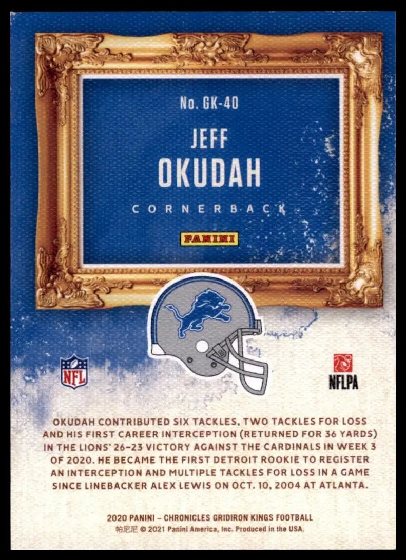 2020 Panini Chronicles - Gridiron Kings Jeff Okudah #GK-40 (RC) - Football Card Single