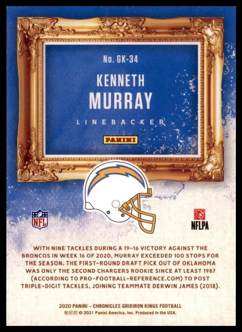 2020 Panini Chronicles - Gridiron Kings Kenneth Murray #GK-34 (RC) - Football Card Single