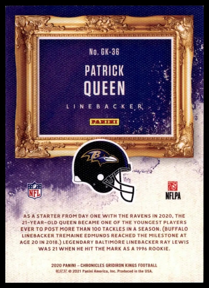 2020 Panini Chronicles - Gridiron Kings Patrick Queen #GK-36 (RC) - Football Card Single