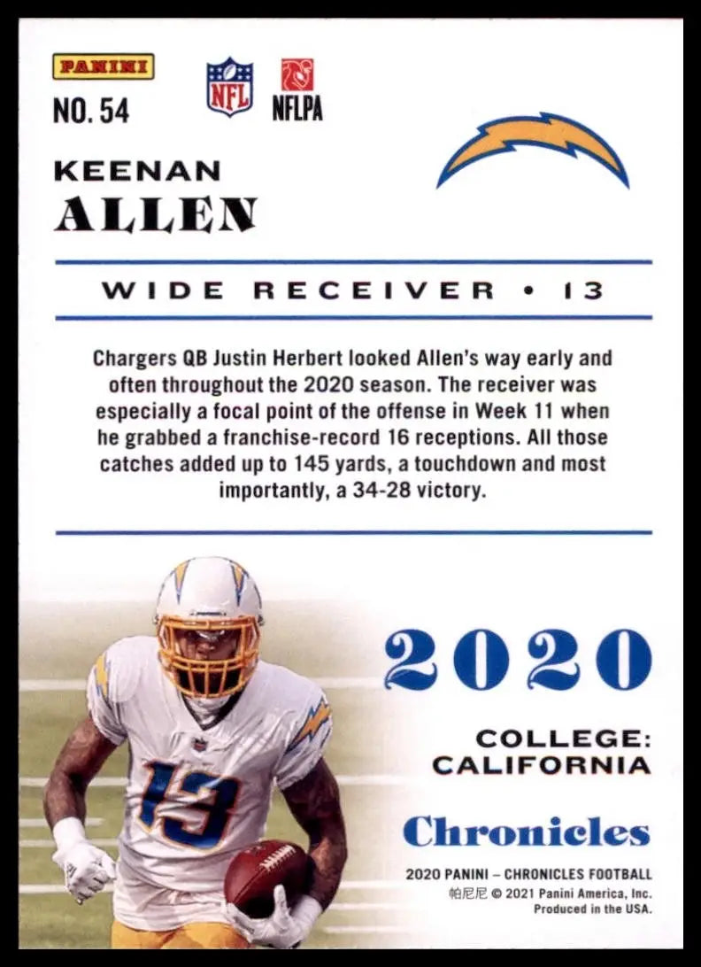 2020 Panini Chronicles - Keenan Allen #54 - Football Card Single