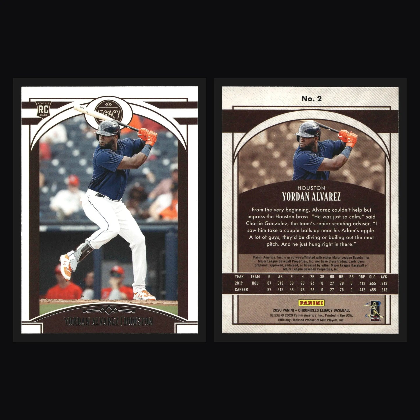 2020 Panini Chronicles Legacy Yordan Alvarez #2 Houston Astros RC - Baseball Card Single