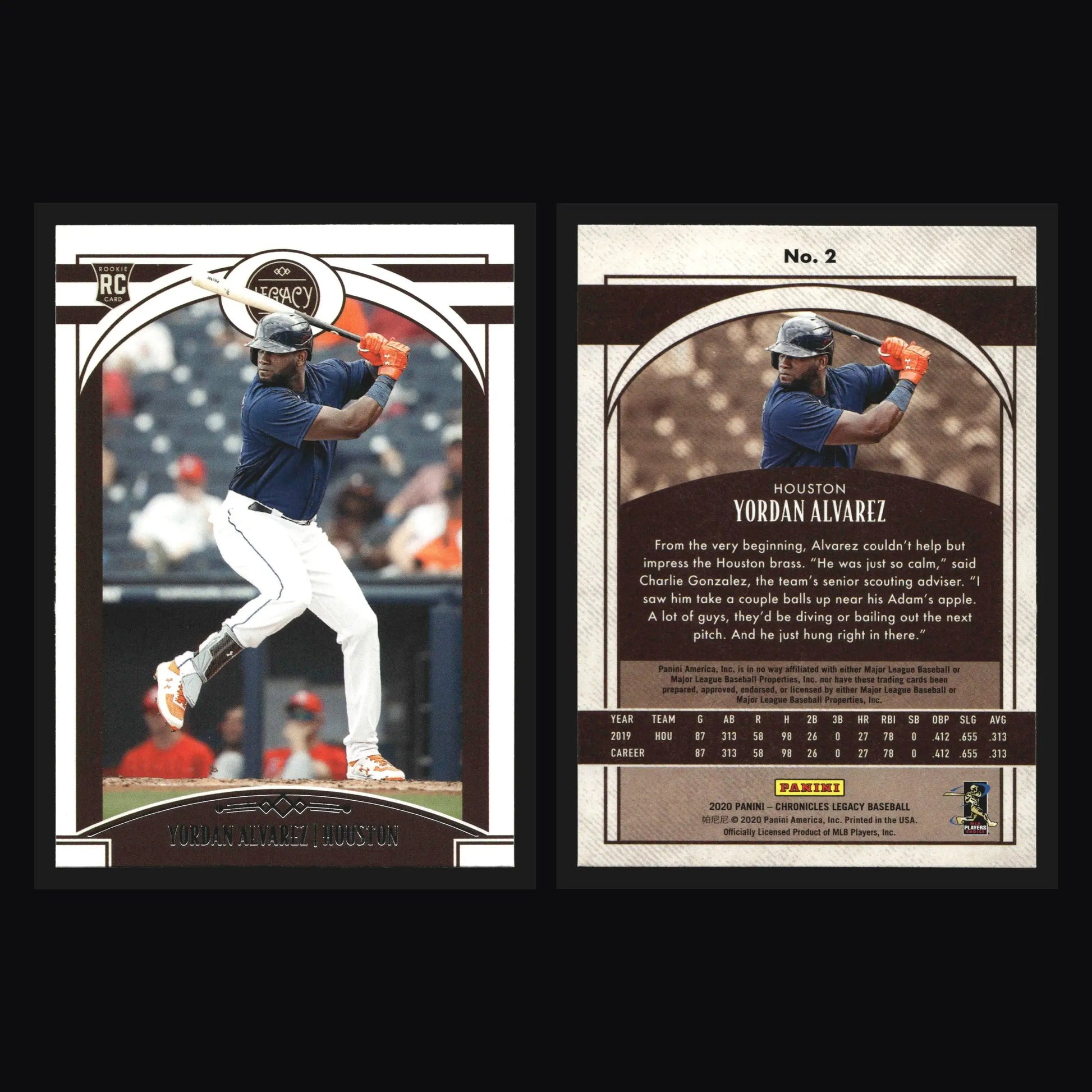 2020 Panini Chronicles Legacy Yordan Alvarez #2 Houston Astros RC - Baseball Card Single