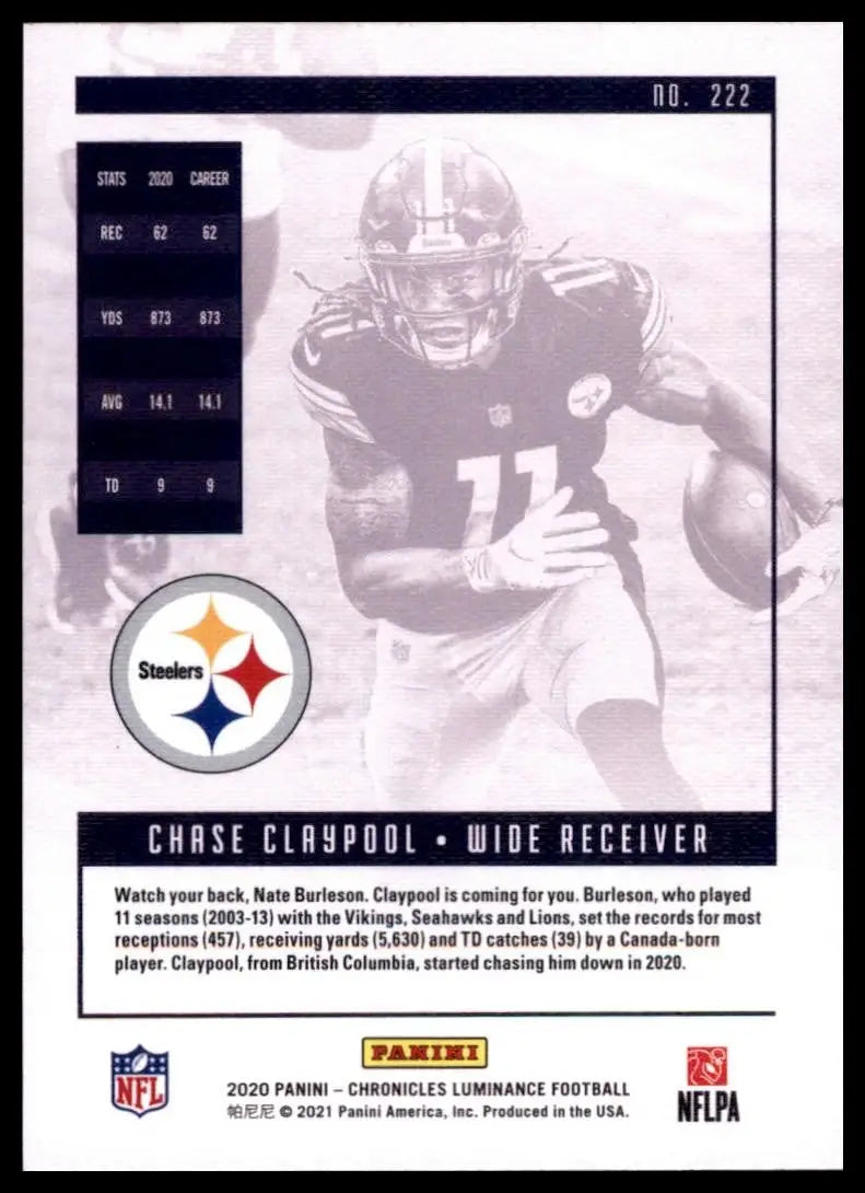 2020 Panini Chronicles - Luminance Update Rookies Chase Claypool #222 (RC) - Football Card Single