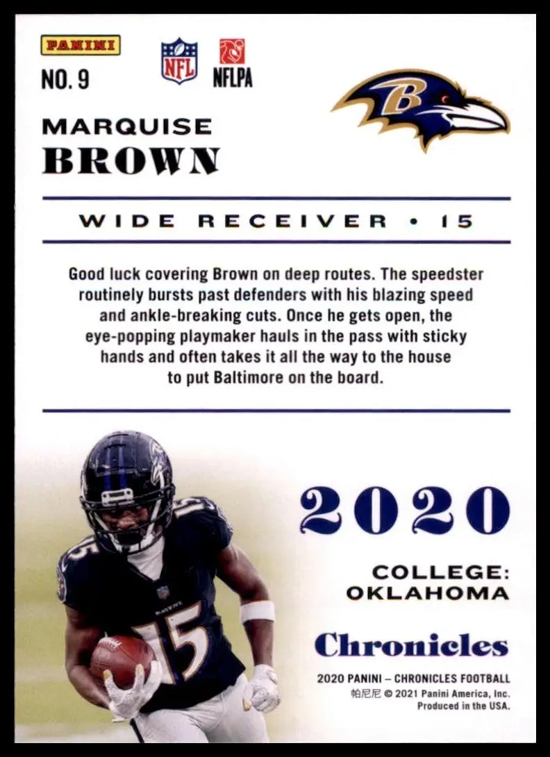 2020 Panini Chronicles - Marquise Brown #9 - Football Card Single