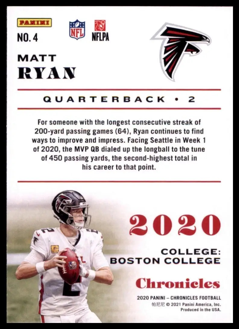 2020 Panini Chronicles - Matt Ryan #4 - Football Card Single