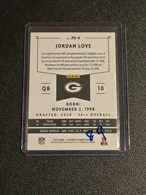2020 Panini Chronicles #PA-4 Jordan Love Panini Pink - Football Card Single
