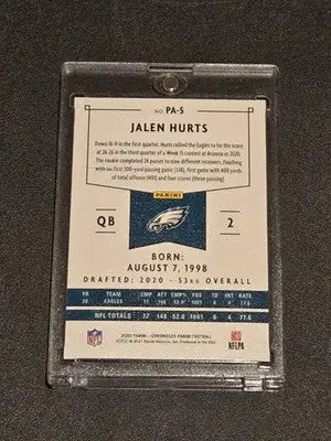 2020 Panini Chronicles #PA-5 Jalen Hurts Panini Teal - Football Card Single