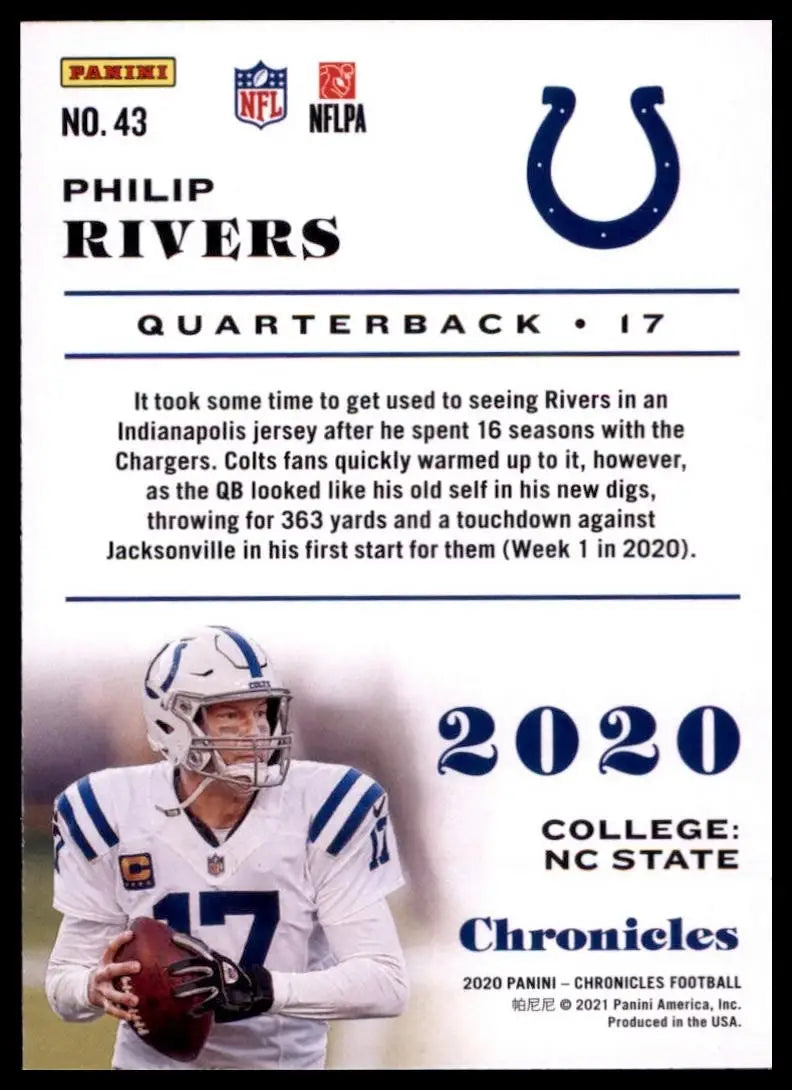 2020 Panini Chronicles - Philip Rivers #43 - Football Card Single