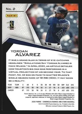 2020 Panini Chronicles Rookies & Stars Yordan Alvarez #2 Astros RC - Baseball Card Single