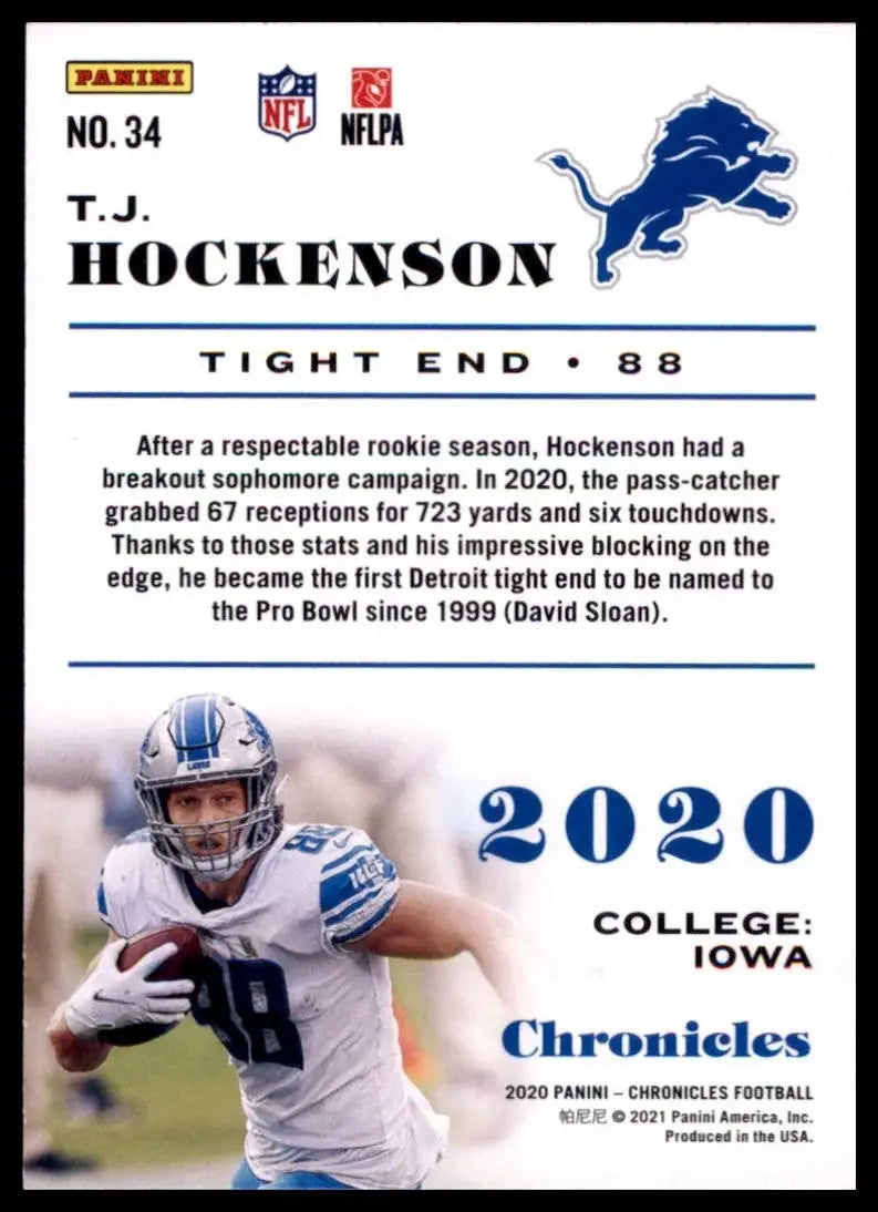 2020 Panini Chronicles - T.J. Hockenson #34 - Football Card Single