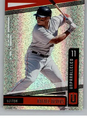 Rafael Devers baseball card from Panini Chronicles Unparallelled 2020 series