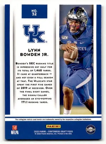 2020 Panini Contenders Draft Picks #32 Lynn Bowden Jr. Kentucky Wild ID:55963 - Football Card Single