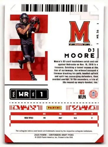 2020 Panini Contenders Draft Picks #36 DJ Moore Football Cards NM Near ID:55943 - Football Card Single